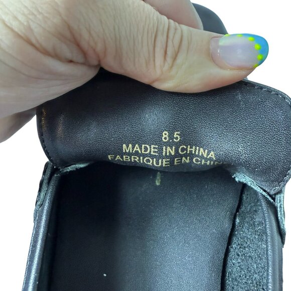 Jeffrey Campbell Black Leather Loafers โ Size 8.5 โ Gold Horsebit Detail - Picture 6 of 9